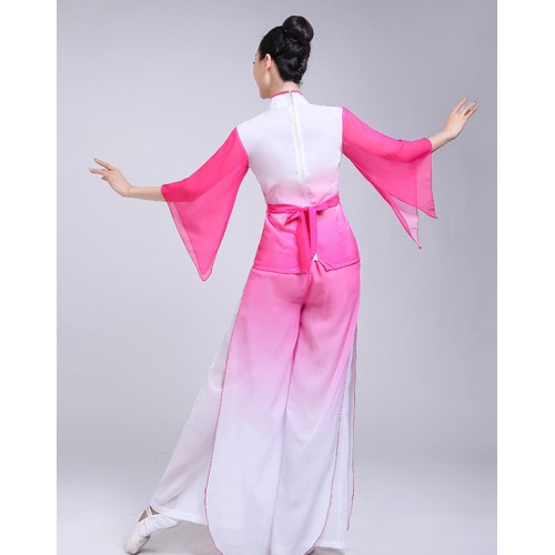 Women's Chinese folk dance dresses yangko fan umbrella dance ancient traditional stage performance drama classical dance costumes